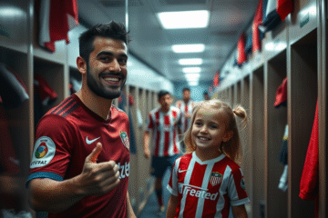 Nacho Fernández celebra su victoria en el Superclásico junto a su hija Olivia, un momento emotivo capturado en el túnel del estadio.