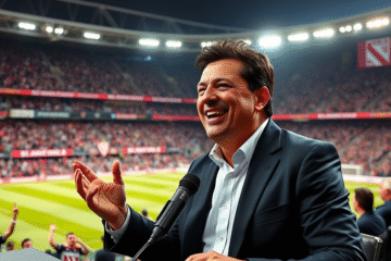 Marcelo Gallardo en conferencia de prensa, celebrando el triunfo de River Plate sobre Boca Juniors en el Superclásico.
