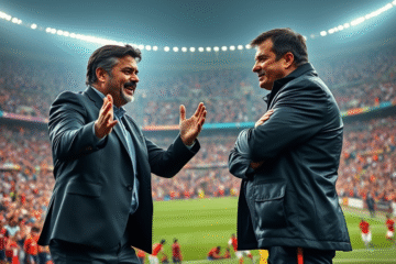 Marcelo Gallardo celebrando una victoria sobre Fernando Gago en el Superclásico