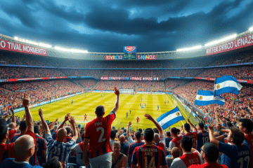 Superclásico entre River Plate y Boca Juniors, un partido emblemático del fútbol argentino.