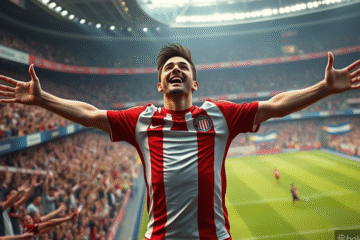 Driussi celebrando su gol en el superclásico contra Boca.