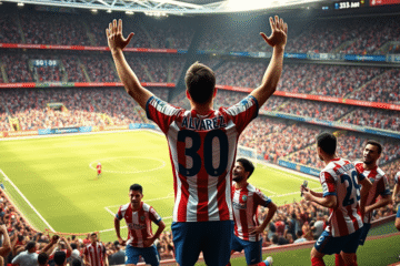 Julián Álvarez anotando un gol en el partido del Atlético de Madrid contra el Rayo Vallecano.