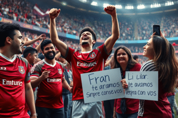 Franco Mastantuono celebra su gol en el Superclásico mientras su hermana Lucila comparte la emoción familiar.