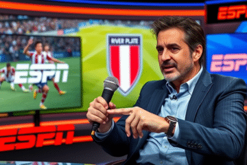 Mariano Closs discutiendo el triunfo de River Plate sobre Boca Juniors en su programa de ESPN tras el Superclásico.