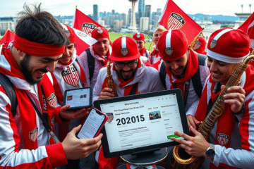 Torcedores do River Plate se preparando para apoiar o time no Mundial de Clubes.