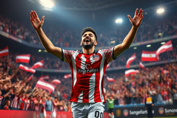 Nacho Fernández celebrando su gol contra Vélez en el Monumental, mostrando su satisfacción y compromiso con el equipo.