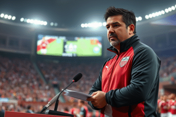 Marcelo Gallardo discutiendo la preparación del equipo River Plate para el partido contra Barracas Central, destacando la importancia del estado físico de los jugadores.