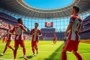 Jugadores de River Plate celebrando tras una victoria contundente contra Vélez Sarsfield en el Torneo Apertura 2025.