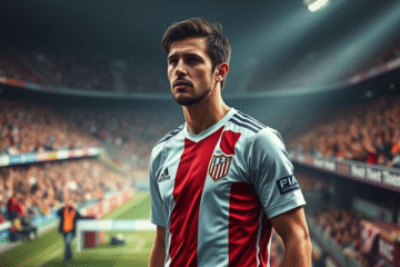 Federico Gattoni durante un partido con River Plate, reflejando su situación complicada en el equipo.