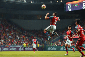 Bastian Demichelis anotando un gol durante el partido de la Copa FUTAM entre River Plate y Vasco da Gama.