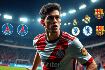 Franco Mastantuono, jovem talento do River Plate, em destaque no Superclássico, atraindo o interesse de clubes europeus como PSG e Real Madrid.