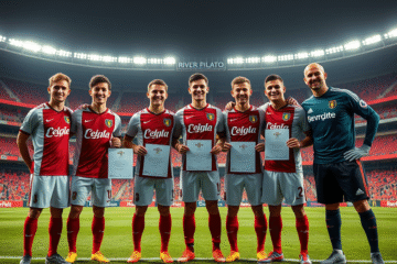Reunião do River Plate com novos jovens talentos no Estádio Monumental.