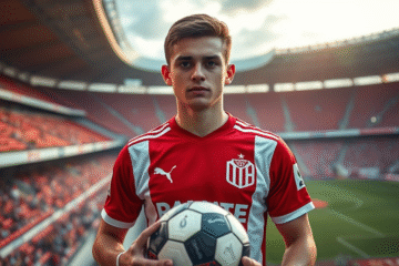Franco Mastantuono, jovem promessa do futebol, em destaque por sua transferência para o PSG.