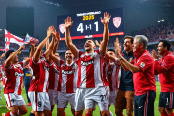 River Plate celebra su victoria de 4-1 sobre Vélez, asegurando un lugar en los playoffs del Torneo Apertura.