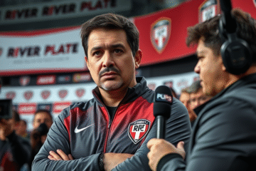 Marcelo Gallardo en rueda de prensa tras la victoria de River Plate sobre Vélez, analizando el desempeño del equipo.