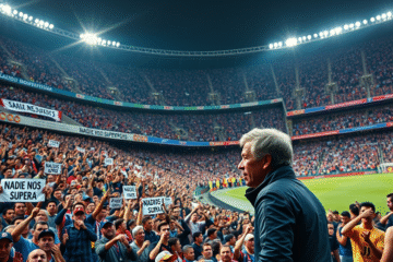 Guillermo Barros Schelotto en el Estadio Monumental durante su regreso, enfrentando a hinchas que recordaban la derrota en la Copa Libertadores.