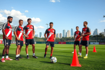 Jogadores do River Plate treinando para o Mundial de Clubes