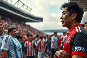 Genki Haraguchi em jogo pelo Urawa Red Diamonds, destacando falha defensiva do River Plate.