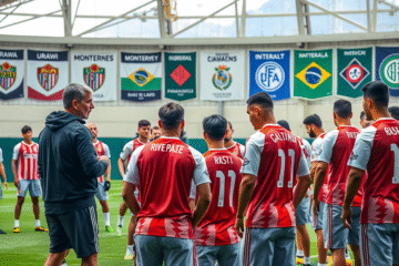 Jogadores do River Plate treinando para o Mundial de Clubes 2025 com Marcelo Gallardo orientando.
