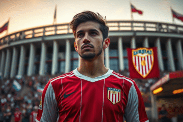 Federico Gattoni em campo com a camisa do River Plate, expressando incerteza sobre seu futuro no clube.