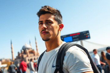 Alexis Sánchez em uma coletiva de imprensa segurando uma camisa de futebol.
