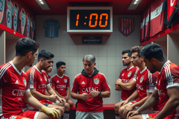 Marcelo Gallardo discute a formação titular do River Plate para o Mundial de Clubes.