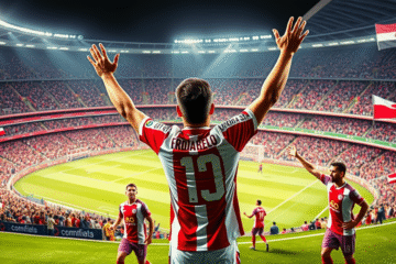Facundo Colidio comemorando o gol na vitória do River Plate contra o Urawa Red Diamonds no Mundial de Clubes 2025.