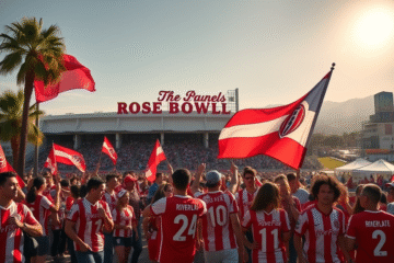 Imagem do River Plate jogando contra Monterrey no Rose Bowl Stadium