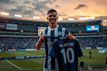 Agustín Palavecino sendo apresentado como novo jogador do Pachuca.
