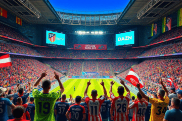 Partido de fútbol del Mundial de Clubes con jugadores en acción