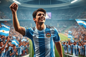 Franco Mastantuono em campo durante sua estreia pela Seleção Argentina