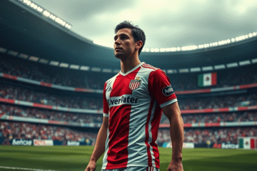 Imagem de Miguel Borja, atacante do River Plate, em campo