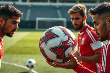 Jogadores do River Plate treinando com a nova bola do Mundial de Clubes.