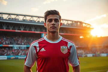 Franco Mastantuono em ação pelo River Plate durante uma partida.