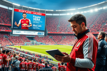 Jogadores do River Plate em ação durante um treino.
