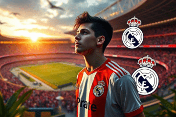 Imagem de Franco Mastantuono em campo, potencial contratação pelo Real Madrid, gerando expectativa no River Plate