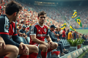 Sebastián Driussi caído no campo após lesão, sendo amparado por equipe médica.