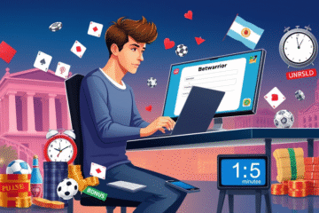 Imagem representando plataforma de jogos BetWarrior com ícones de cassino e esportes