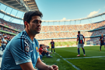 Imagem de Franco Mastantuono no banco de reservas durante a partida da Seleção Argentina.