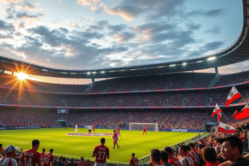 Jogadores do River Plate e Urawa Red Diamonds no campo do Lumen Field em disputa do Mundial de Clubes.
