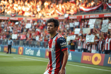 Germán Pezzella em ação no jogo do River Plate contra o Urawa Red Diamonds.