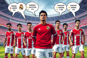 Jugadores de River Plate durante un entrenamiento en el campo de fútbol.