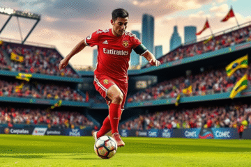 Enzo Díaz jugando al fútbol en su nuevo equipo, mostrando su impacto en el juego.