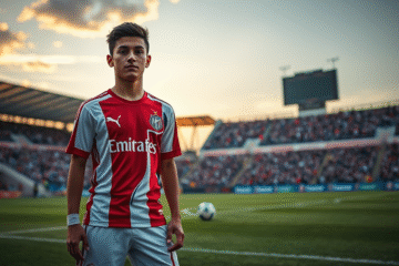 Felipe Esquivel, un joven futbolista de 17 años, en el campo listo para jugar tras recuperarse de una lesión.