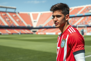 Agustín Ruberto, jugador de River Plate, en el campo durante su recuperación de una lesión de rodilla.