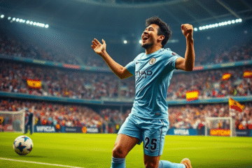 Claudio Echeverri celebrando un gol en el Mundial de Clubes