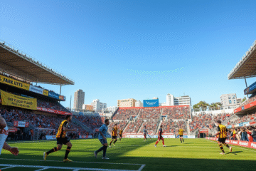Jugadores de fútbol de Olimpo y River Plate en un partido benéfico