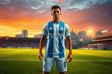 Felipe Álvarez firmando contrato con Racing de Montevideo después de dejar River Plate.