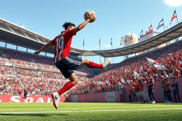 Jugadores de River Plate y San Lorenzo disputando el balón durante un partido del Torneo Clausura Proyección 2025.