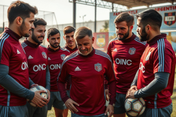 Germán Pezzella en el campo de juego con compañeros de River Plate mostrando apoyo